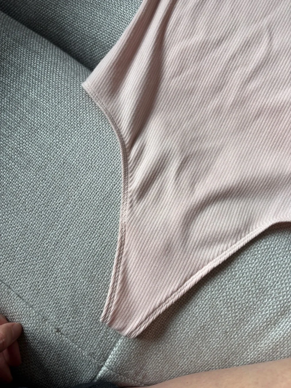 Sunday Best Soft Pink Ribbed One-Piece with Ruffle Straps - Picture 7 of 8